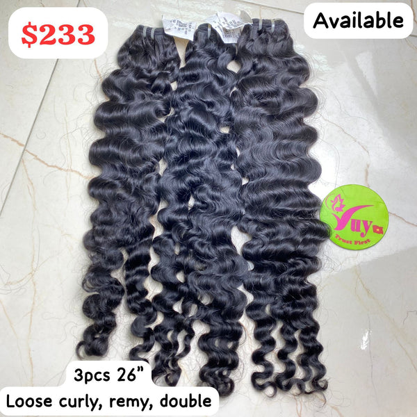 26" 3pcs Loose Curly Remy Double