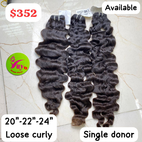 20 " 22" 24" Loose Curly Single Donor