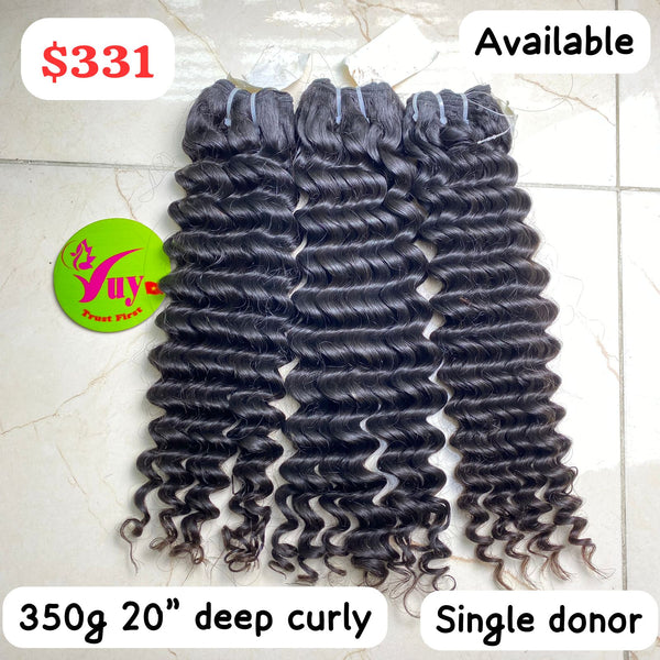 350g 20" deep curly single donor hair
