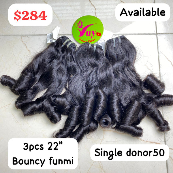 3pcs 22" bouncy funmi single donor50 hair