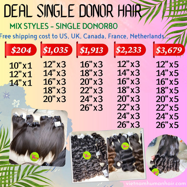 DEAL SINGLE DONOR HAIR HIGH QUALITY BUNDLES MIX STYLES