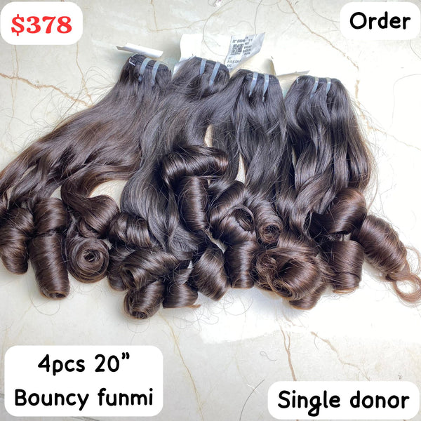 4pcs 20" bundles Bouncy funmi single donor hair