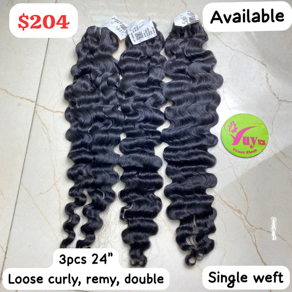 24" 3pcs Loose Curly Remy Double