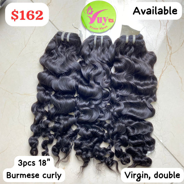 18" 3pcs Burmese Curly Virgin Double