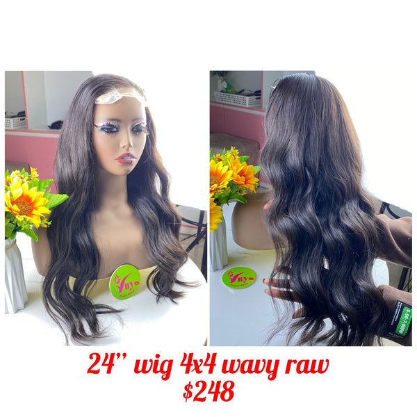 24" wig 4x4 Wavy Raw