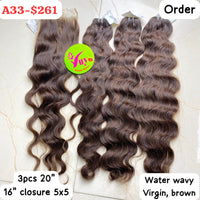 3pcs 20" + 16"Closure 5x5 Water Wavy(A33)