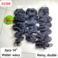 3pcs 14" Water Wavy Remy Double