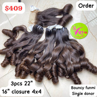 22" 3pcs + 16" Closure 4x4 Bouncy Funmi