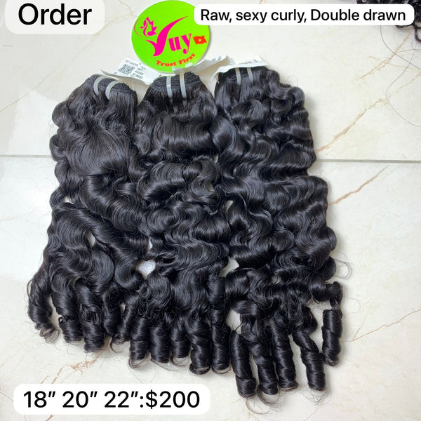 18" 20" 22" Sexy Curly Double Drawn