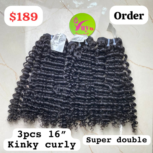 16" 3pcs Kinky Curly Super Double