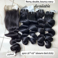 4pcs 16" + 16" Closure 6x6  Remy Double Bouncy Wavy