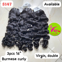 16" 3pcs Burmese Curly Virgin Double