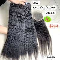 3pcs 20"+20" Closure 4x4 Yaki Straight