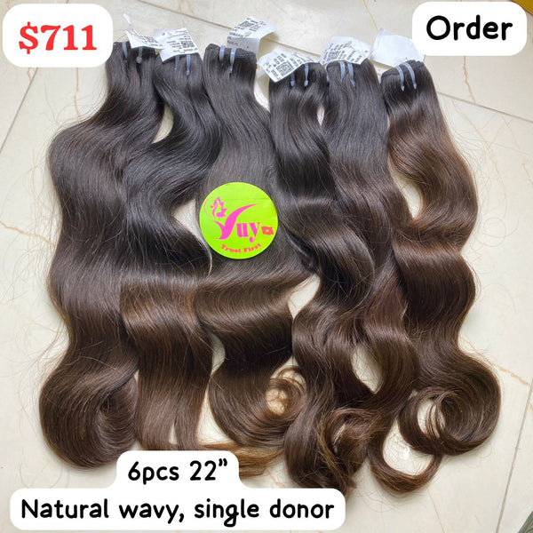 22" 6pcs Natural Wavy Single Donor