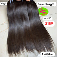 3pcs 12" Bone Straight