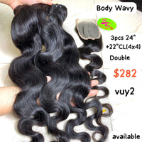 24" 3pcs +22" Closure 4x4 Body Wavy