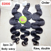 26" 3pcs Body Wavy Raw Double