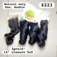 16" 3pcs + 14" Closure 5x5