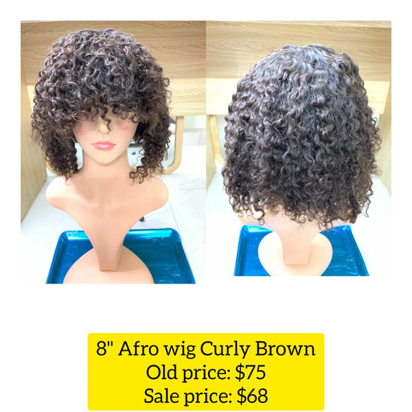 8" Afro Wig Curly Brown (H12)
