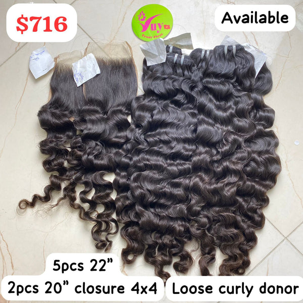 22" 5pcs + 2pcs 20" Closure 4x4 Loose Curly