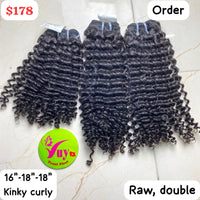 16" 18" 18" Kinky Curly Raw Double