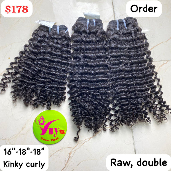 16" 18" 18" Kinky Curly Raw Double