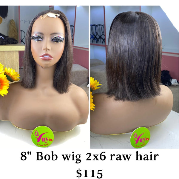 8" bob Wig 2x6 Raw Hair