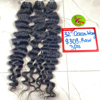 3pcs 32" Ocean Wavy, Double Drawn, Raw hair (C124)