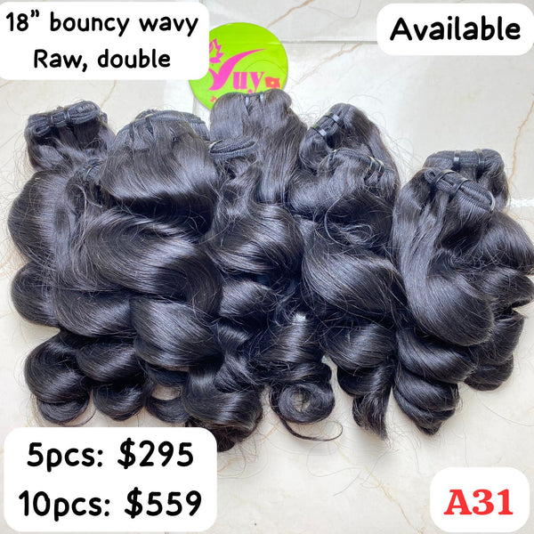 5pcs 18" Bouncy Wavy Raw Double (A31)