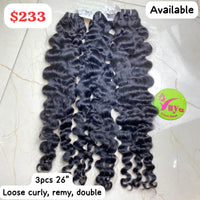 26" 3pcs Loose Curly Remy Double