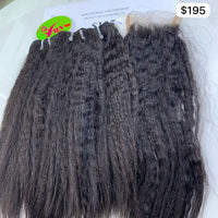 3 pcs 12" + 14 " Closure 5x5  Double Raw Yaki Straight