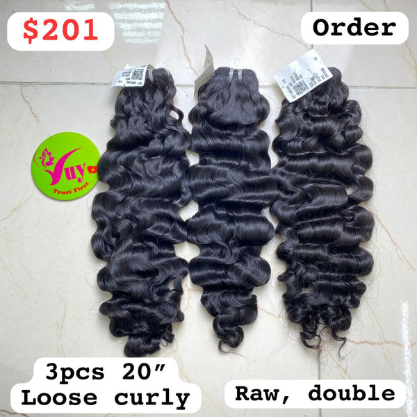20" 3pcs Loose Wavy Raw Double