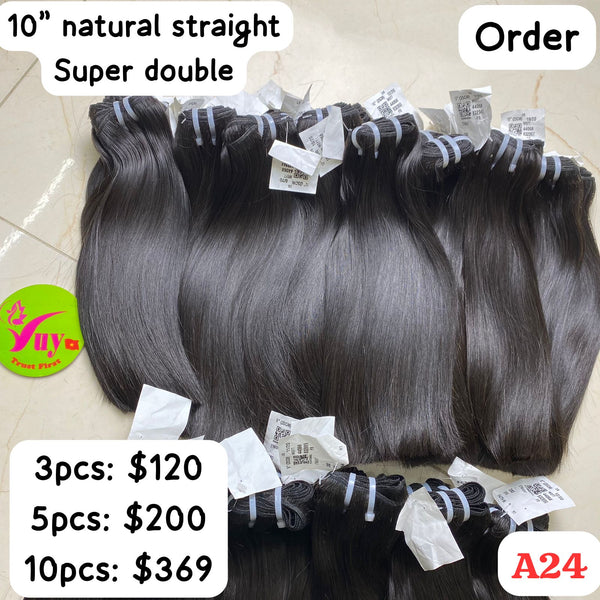 3 pcs 10" natural straight ( A24)