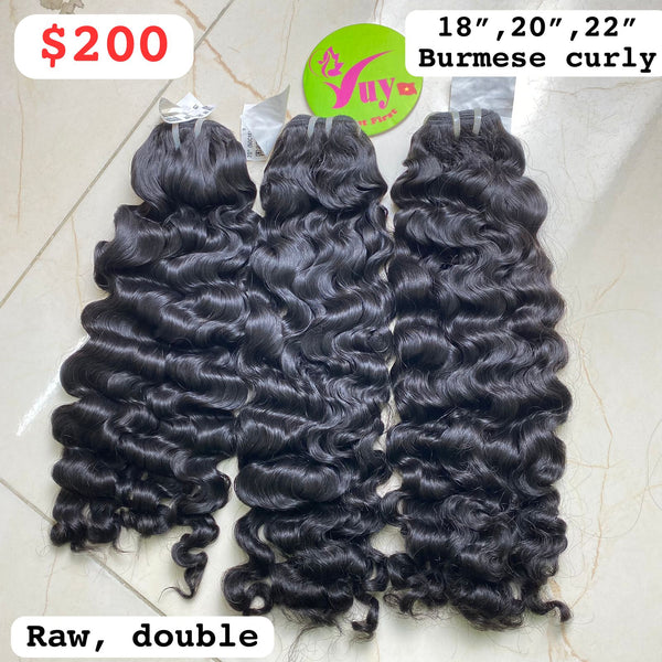 18" 20" 22" Double Raw Burmese Curly