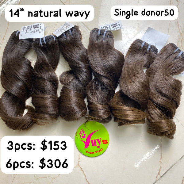 3pcs 14" Natural Wavy Single Donor