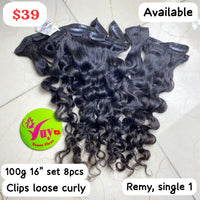 16" Clips Loose Curly
