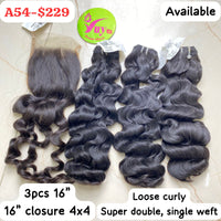 16" 3pcs + 16" Closure 4x4 Loose Curly