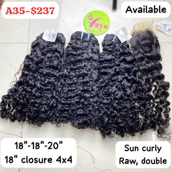 18" 18" 20" + 18" Closure 4x4 Sun Curly (A35)