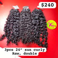 3pcs 24" Sun Curly , Single Drawn, Raw hair (R119)