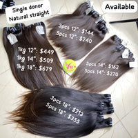 3pcs 12" Single Donor Natural Straight