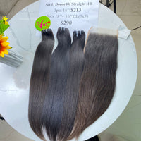 3pcs 18" + 16" Closure 5x5 Donor 80 Straight