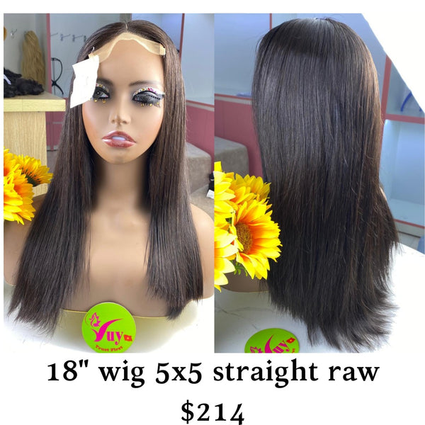18" Wig 5x5 Straight Raw