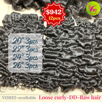DEAL 12pcs Loose curly double drawn raw hair: from 20" to 26" (VI5925)