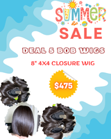 DEAL 5pcs Bob wig 8" 4x4 closure straight hair
