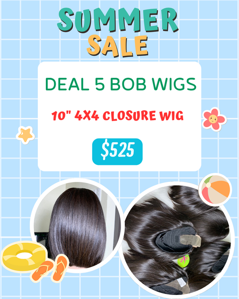 DEAL 5pcs Bob wig 10" 4x4 closure straight hair