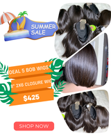 DEAL 5pcs Bob wig 8" 2x6 closure straight hair