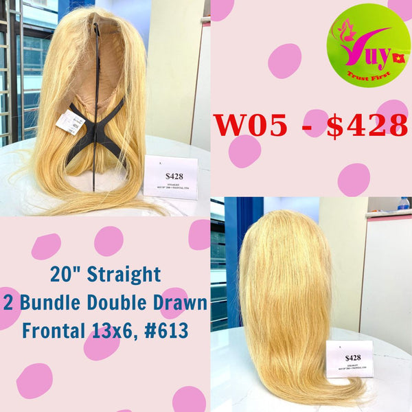20" Wig Straight, Frontal 13x6, Double Drawn, Raw hair (W05)