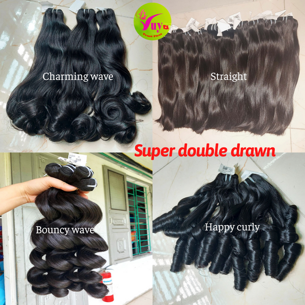 Super double drawn wavy/curly hair bundle