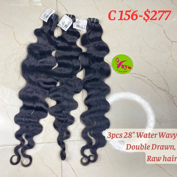 3pcs 28" Water Wavy, Double Drawn, Raw hair (C156)
