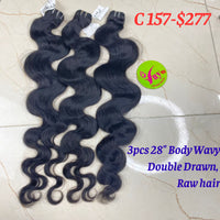 3pcs 28" Body Wavy, Double Drawn, Raw hair (C157)